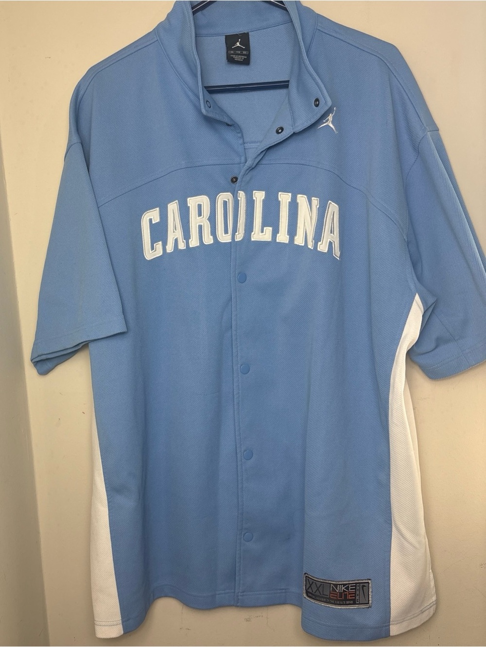 Nike Carolina Light Blue Short-Sleeve Button Baseball Jersey Nike Elite